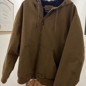 Men’s Hooded Tan Dewalt Heated Jacket size 3L  BATTERY AND CHARGER NOT INCLUDED